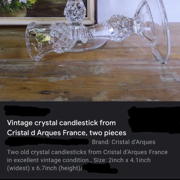 Cristal d Arques 24% Lead Crystal Cut Glass Candle Stick Holders  7" tall France - Picture 7 of 8